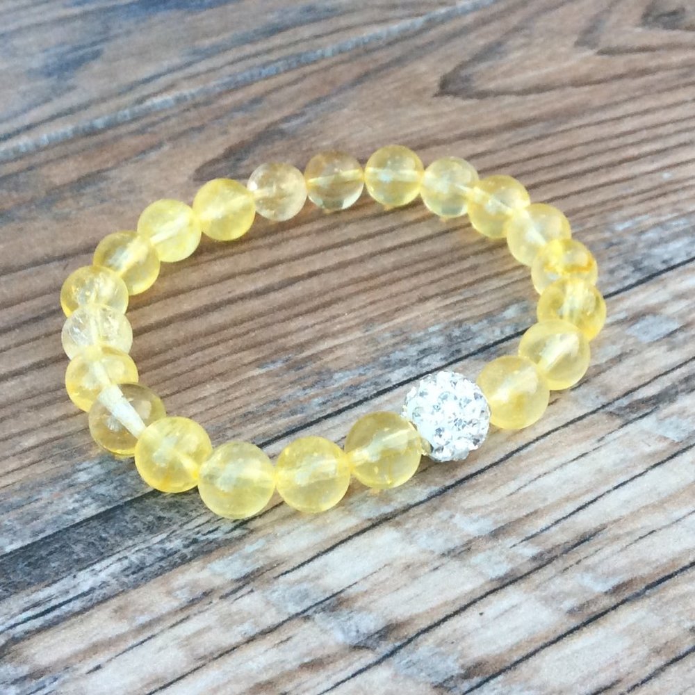 Citrine bracelet with rhinestone focal, November birthstone, healing bracelet
